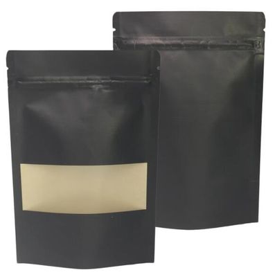 多サイズDoypackは窓と黒いクラフト熱Sealableペーパー袋を立てる