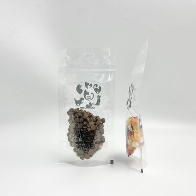 吹きかかるコードは透明な小型ペット フードの御馳走を印刷して包装袋を表示する