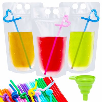 わらおよびハンドルが付いている500ml 750mlの透明な飲み物の液体の包装の袋